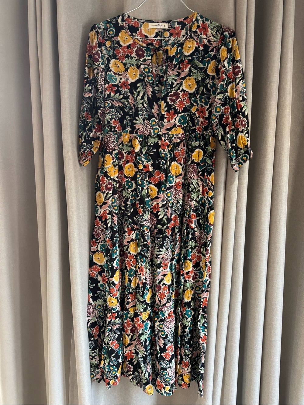 Natural Life Floral Tiered Midi Dress in size Medium